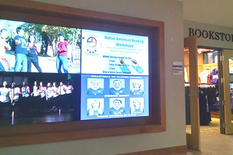 Digital signage on campus wall